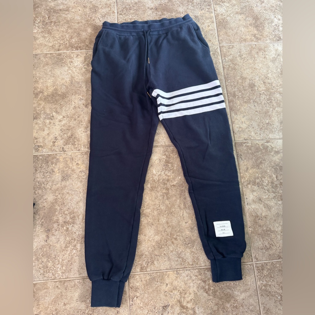 A Thom Browne Classic Drawstring Sweatpants With Stripe Detail